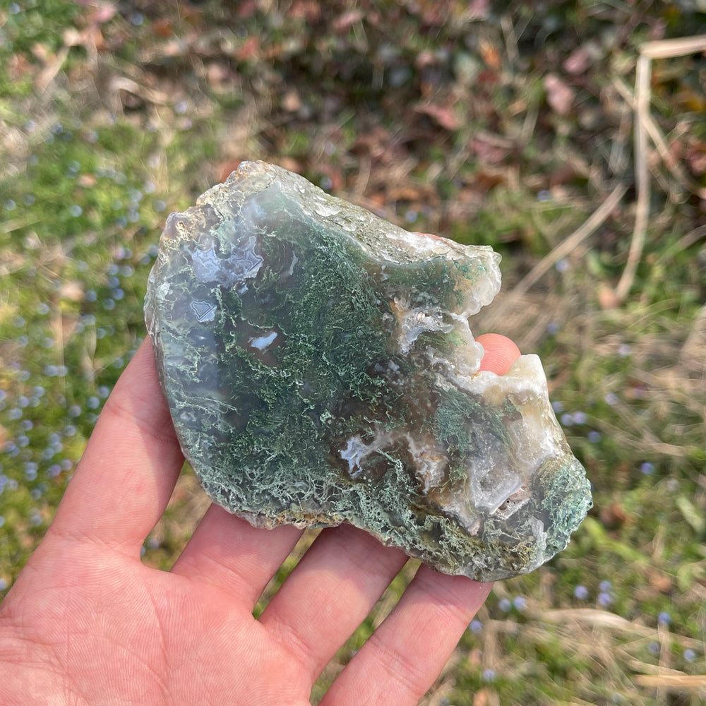 Natural Moss Agate Crystal Slice