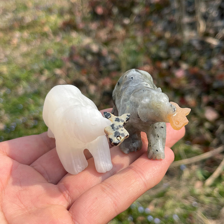 Natural Crystal Carving Polar Bear With Fish