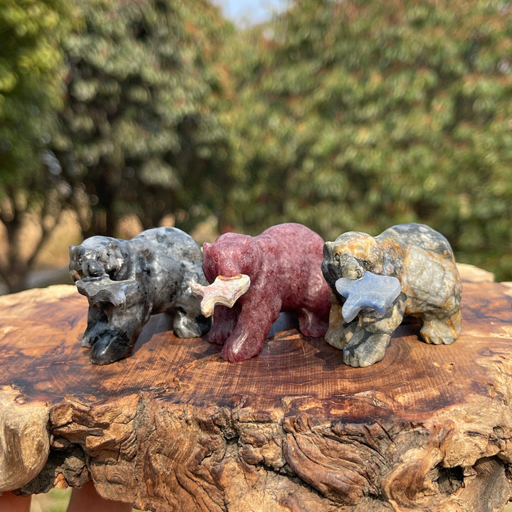 Natural Crystal Carving Polar Bear With Fish