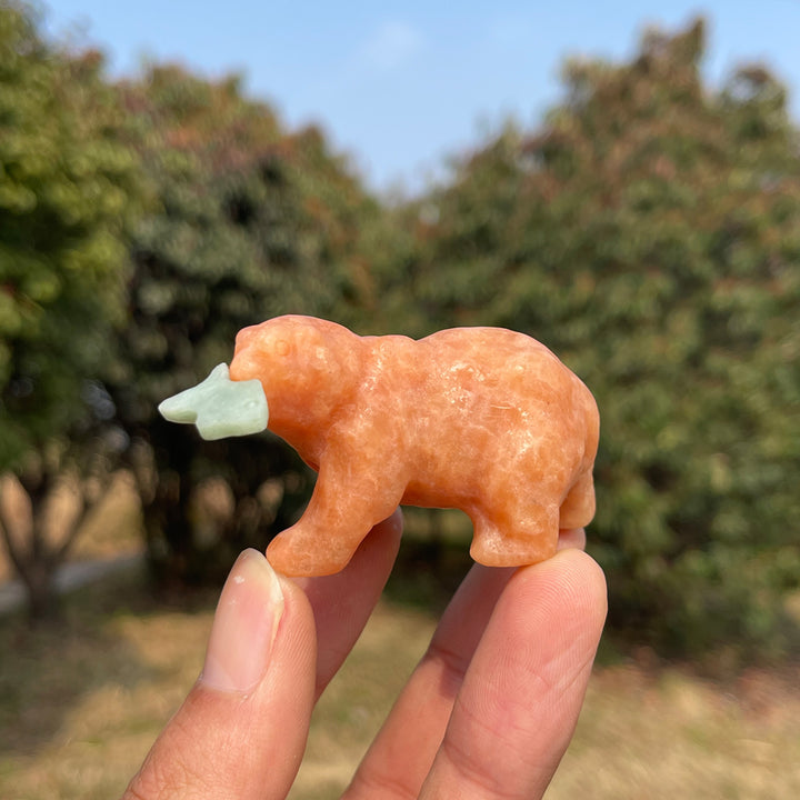 Natural Crystal Carving Polar Bear With Fish