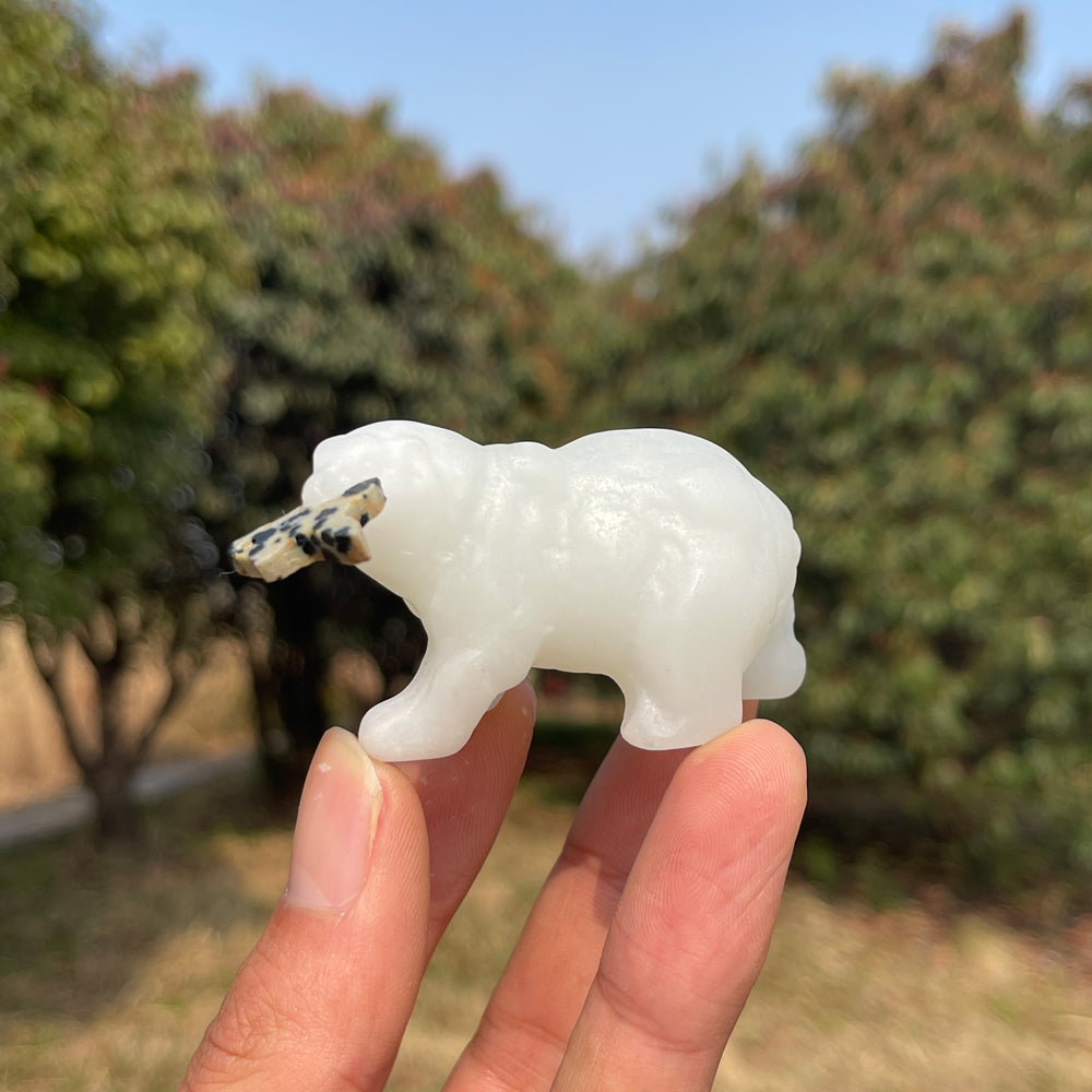Natural Crystal Carving Polar Bear With Fish