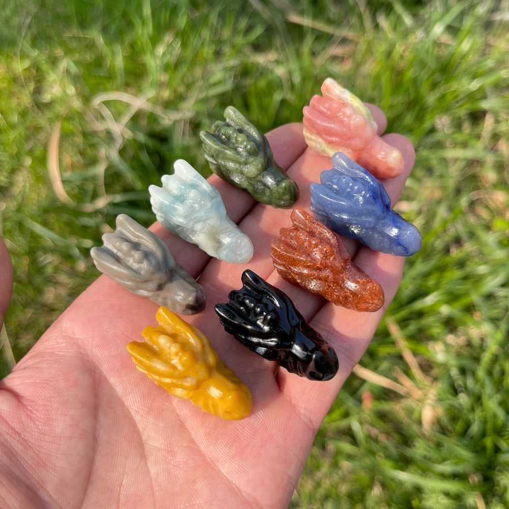 Natural Crystal Carving Mini Dragon Skull
