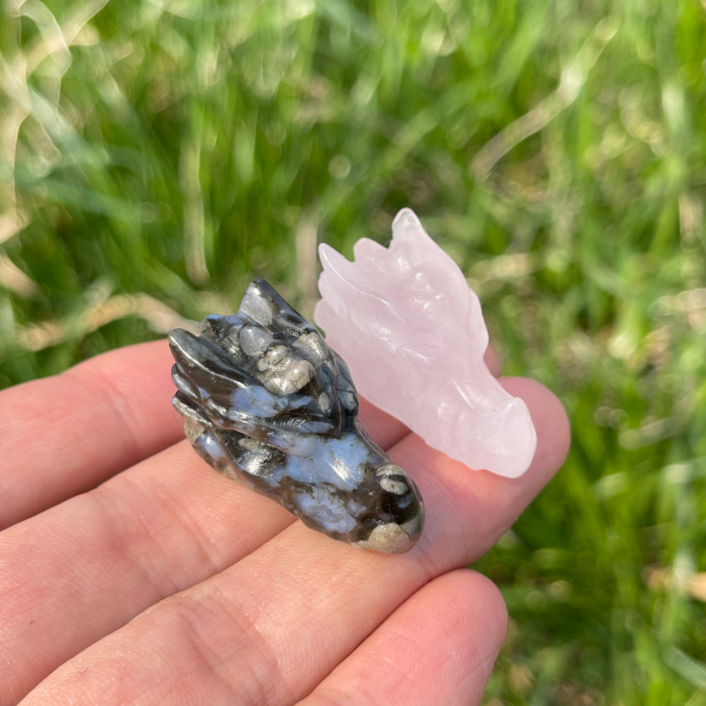 Natural Crystal Carving Mini Dragon Skull