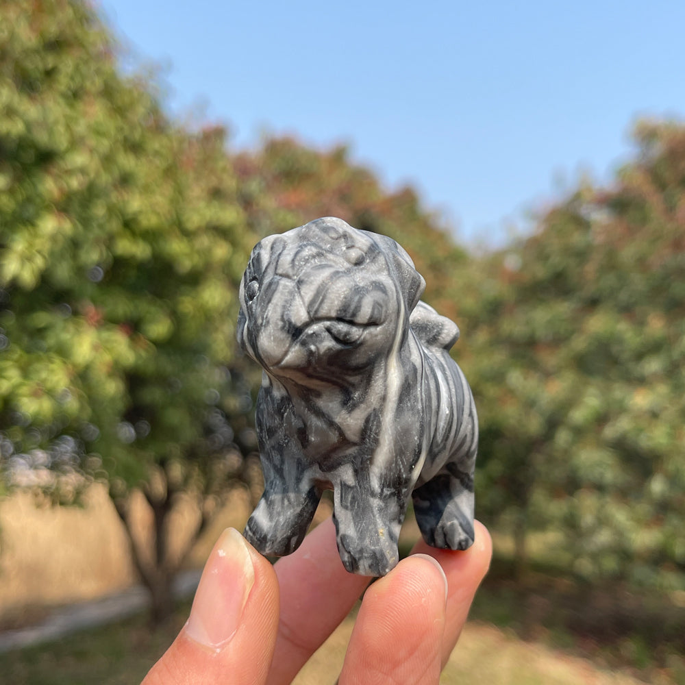 Natural Crystal Carved Head-Tilted Pug