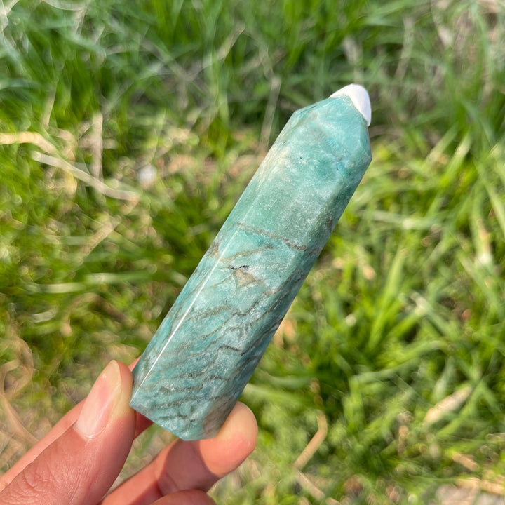 Natural Amazonite With Smoky Quartz Point