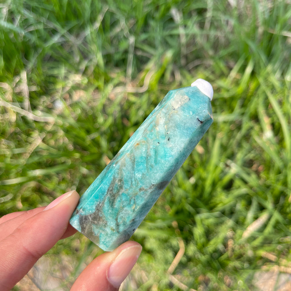 Natural Amazonite With Smoky Quartz Point