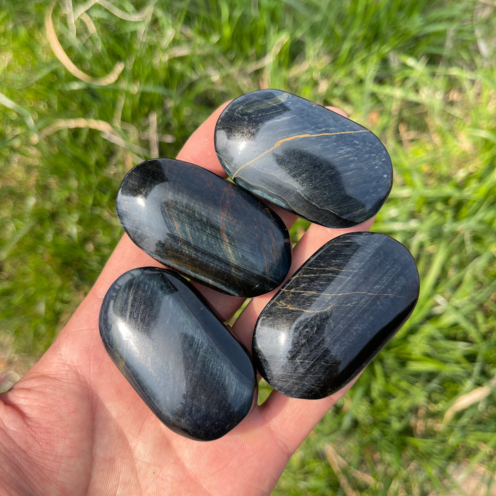 Natural Crystal Blue Tiger Eye Stone Palmstone