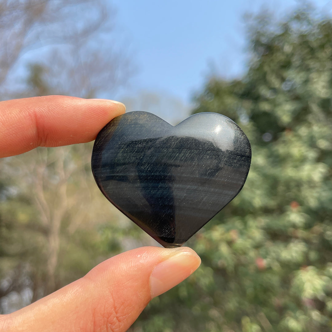 Natural Crystal Blue Tiger Eye Stone Heart