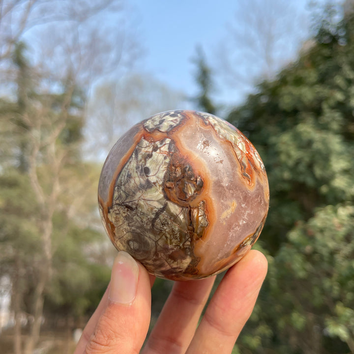 Natural Crystal Money Agate Sphere