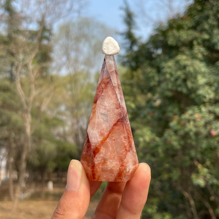 Unique,Natural Crystal Fire Quartz Diamond Tower