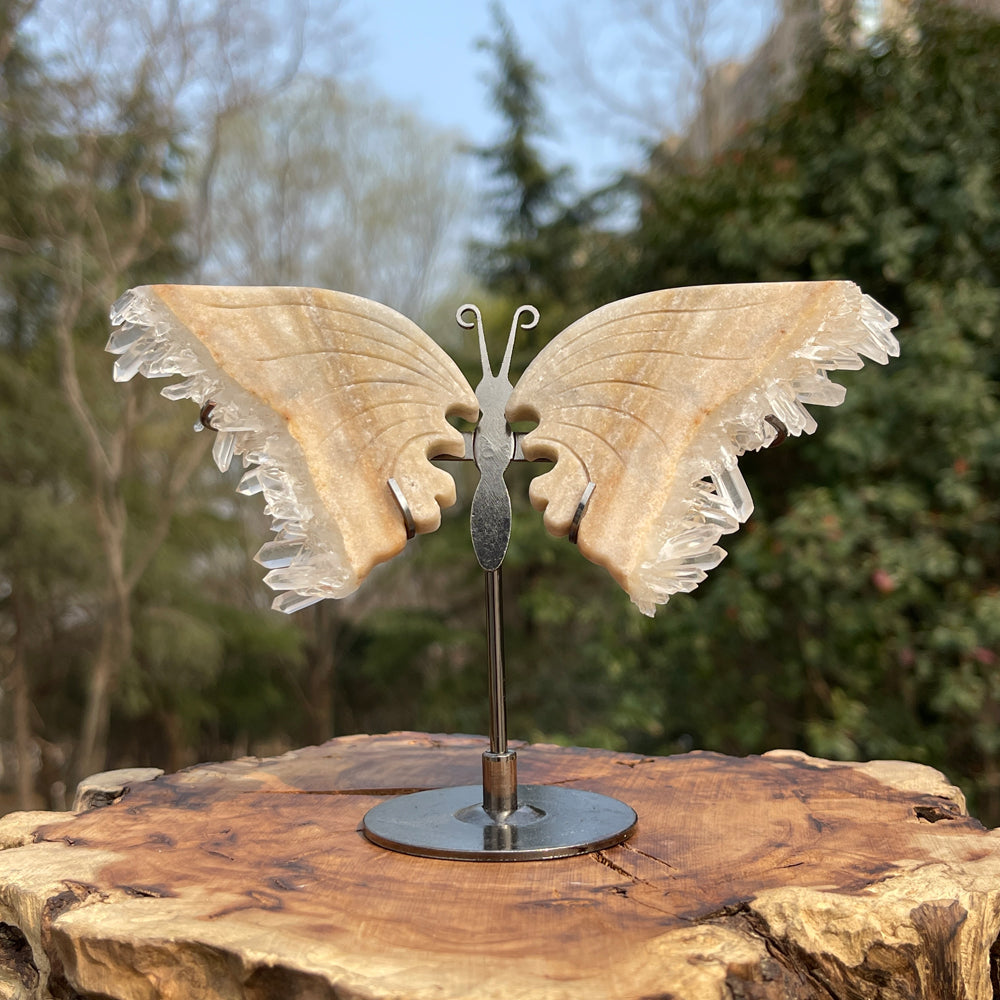 Unique,Natural Crystal Chrysanthemum Cluster Butterfly Wings