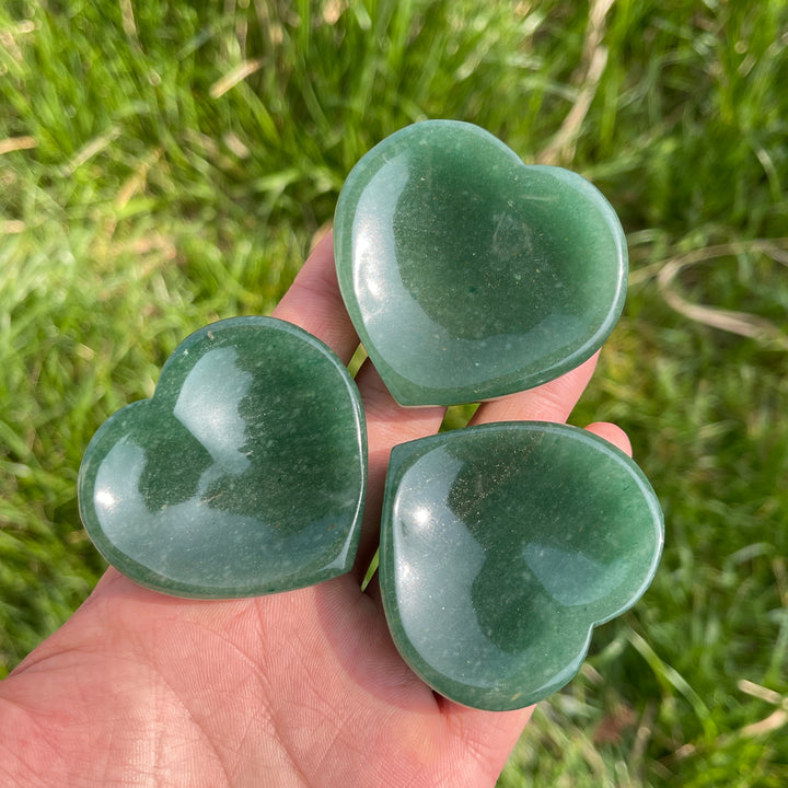 Natural Crystal Carved Green Aventurine Heart Bowl