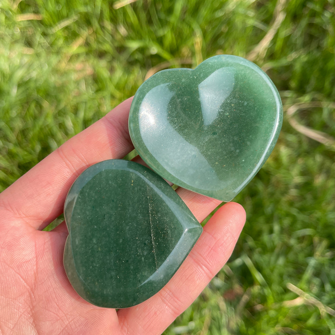 Natural Crystal Carved Green Aventurine Heart Bowl