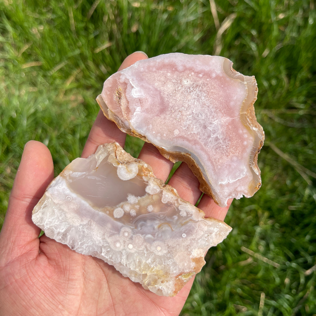 Natural Crystal Flower Agate Slices