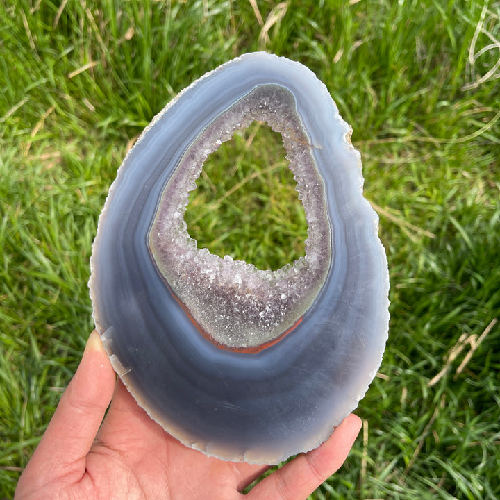 Unique,Natural Agate Geode Crystal Slice