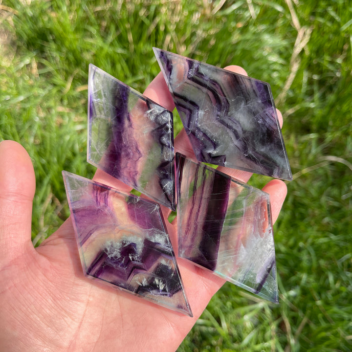 Natural Crystal Fluorite Rhombus Slice
