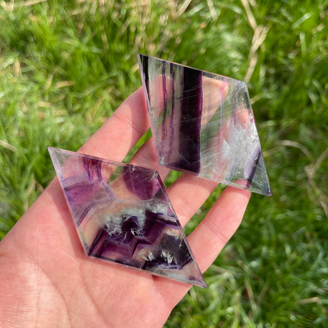 Natural Crystal Fluorite Rhombus Slice