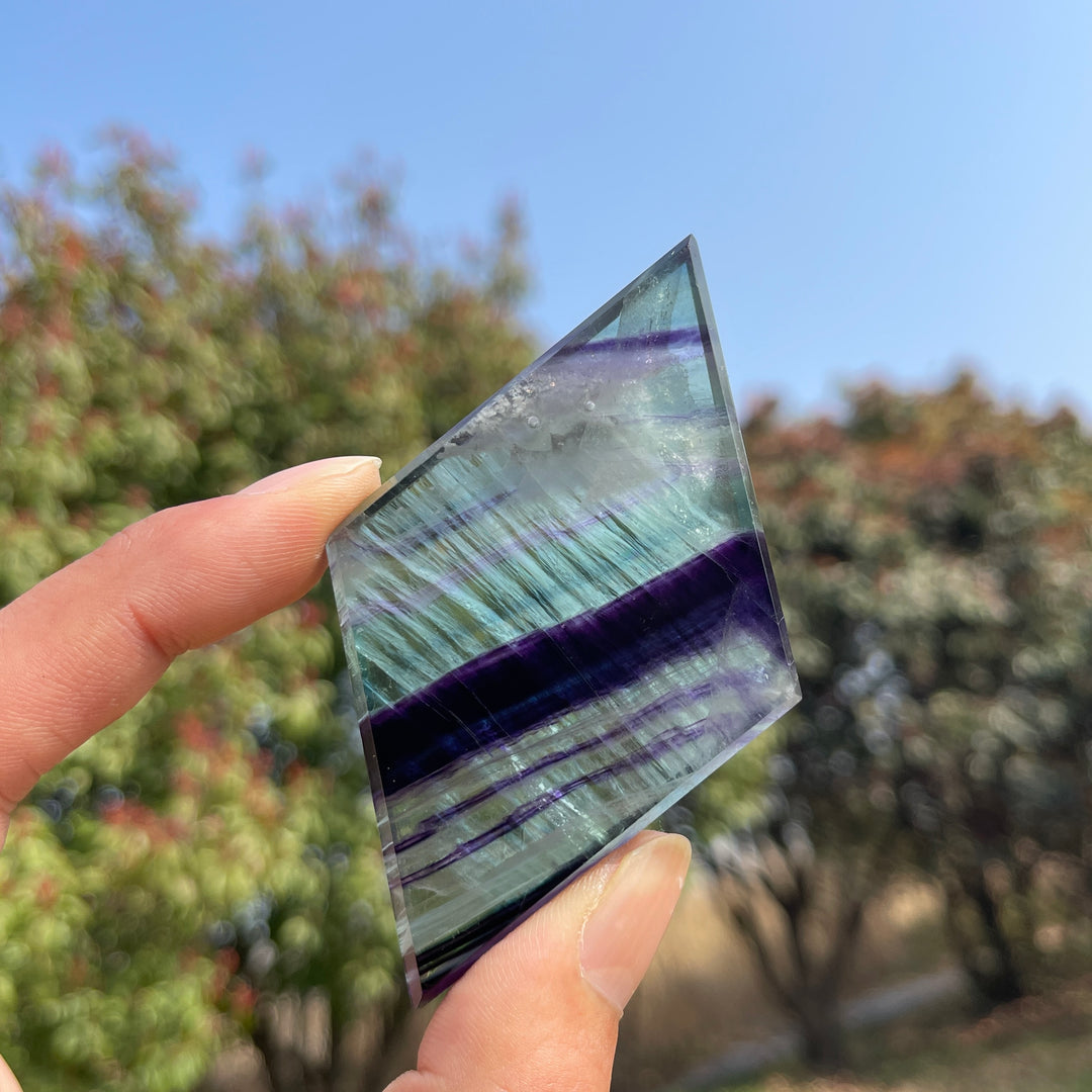 Natural Crystal Fluorite Rhombus Slice