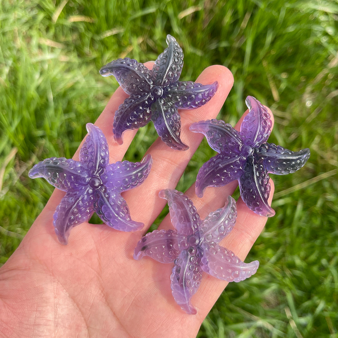 Natural Crystal Fluorite Carved Starfish