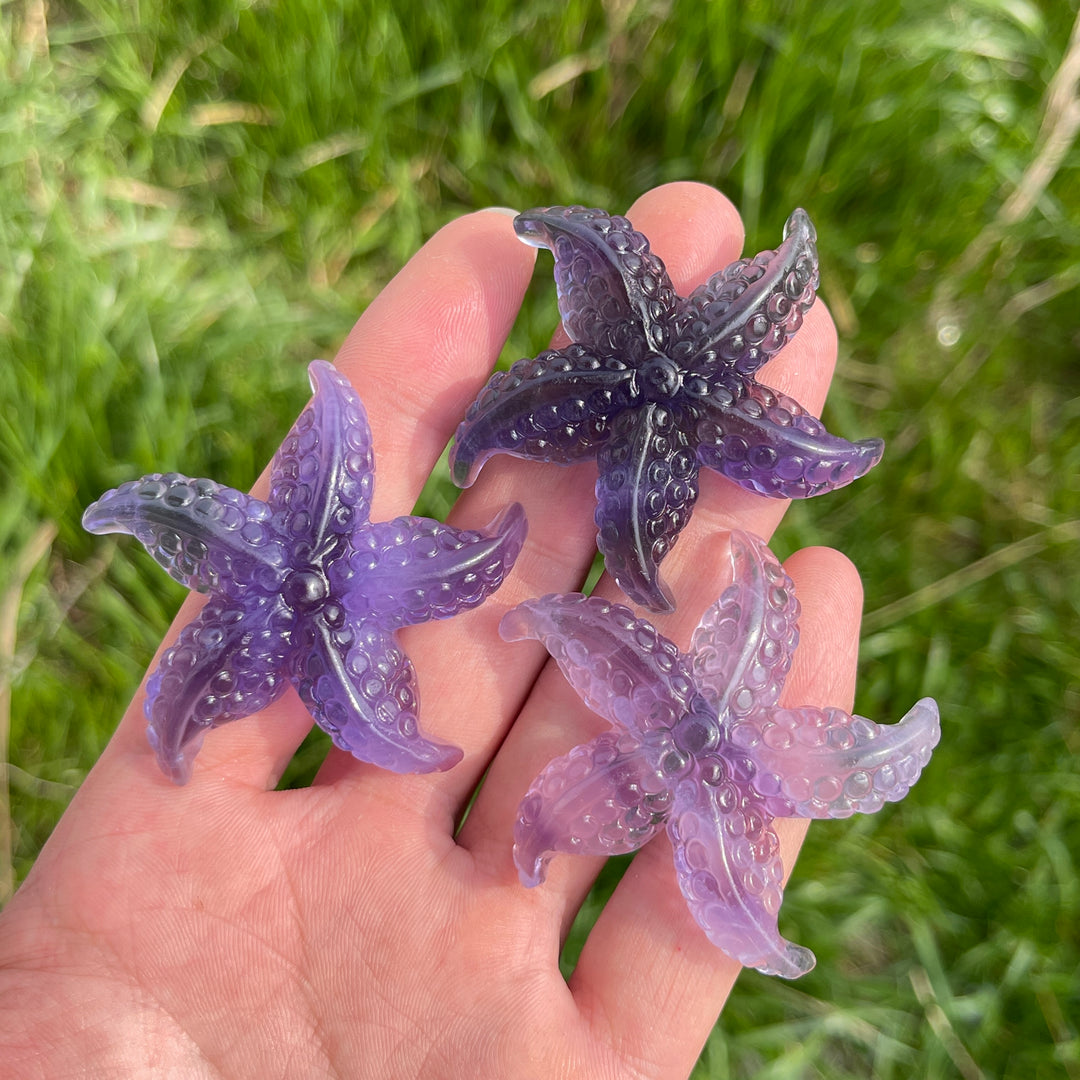 Natural Crystal Fluorite Carved Starfish