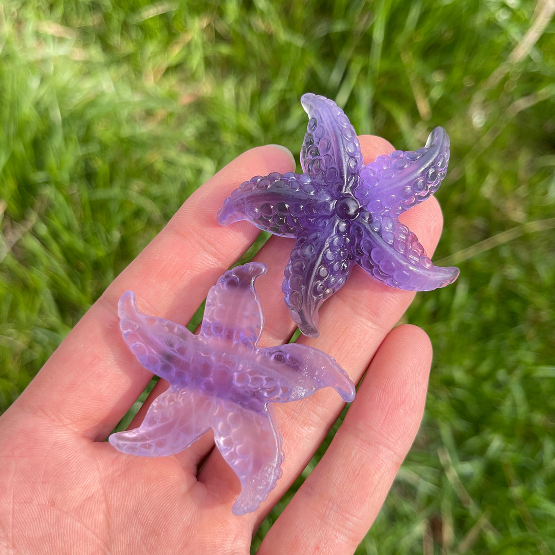 Natural Crystal Fluorite Carved Starfish