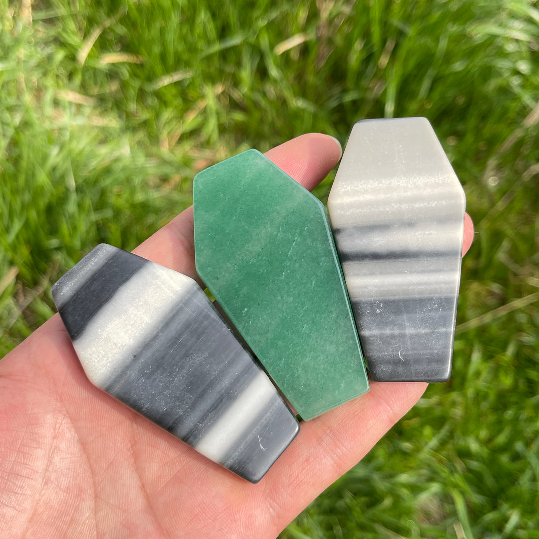 Natural Crystal Carved Coffin Slab