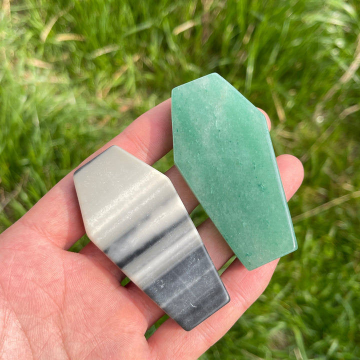 Natural Crystal Carved Coffin Slab