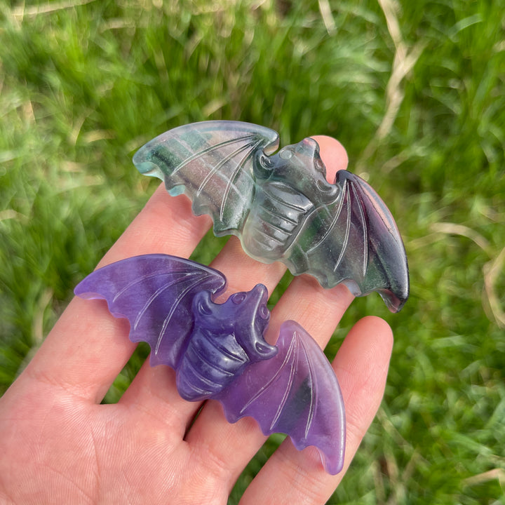 Natural Crystal Fluorite Carved Bat