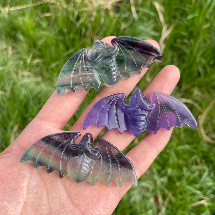 Natural Crystal Fluorite Carved Bat