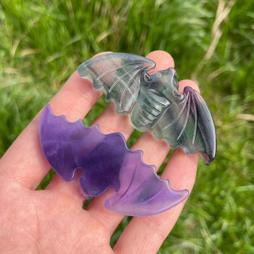 Natural Crystal Fluorite Carved Bat