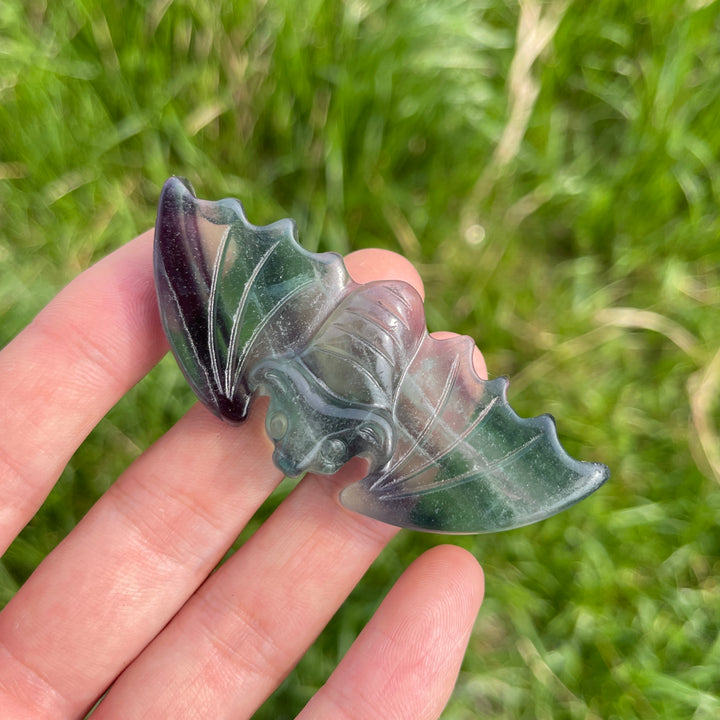 Natural Crystal Fluorite Carved Bat