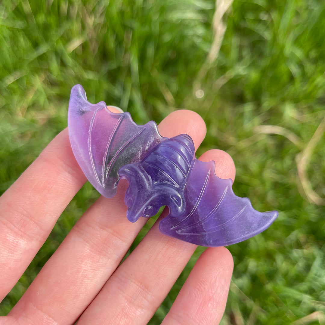 Natural Crystal Fluorite Carved Bat
