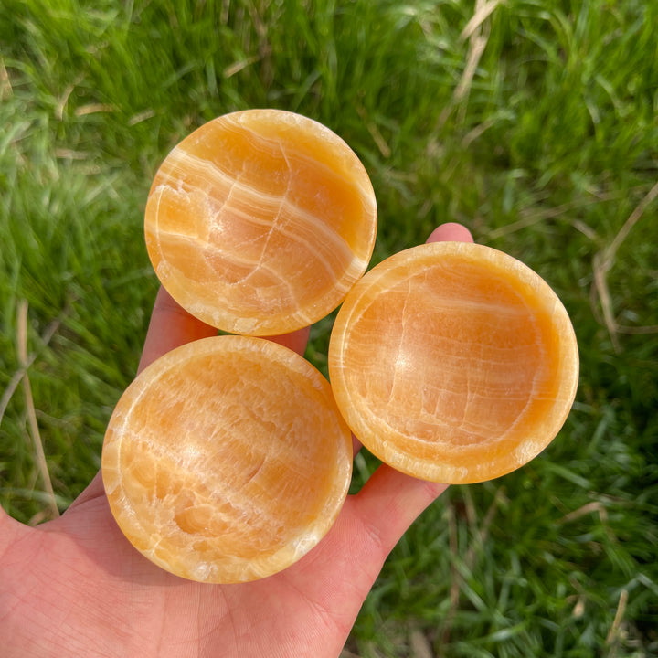 Natural Crystal Yellow Calcite Bowl