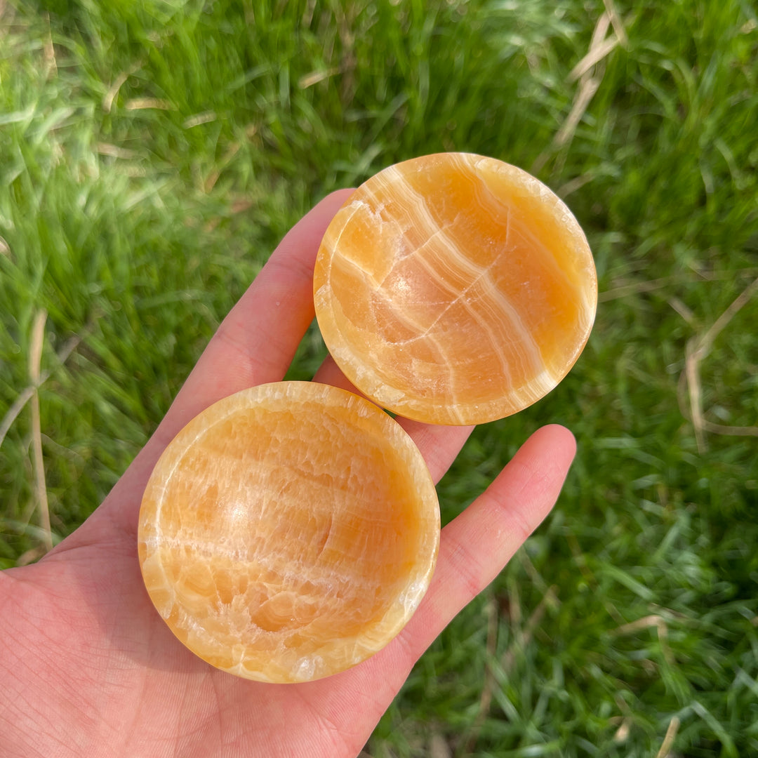Natural Crystal Yellow Calcite Bowl