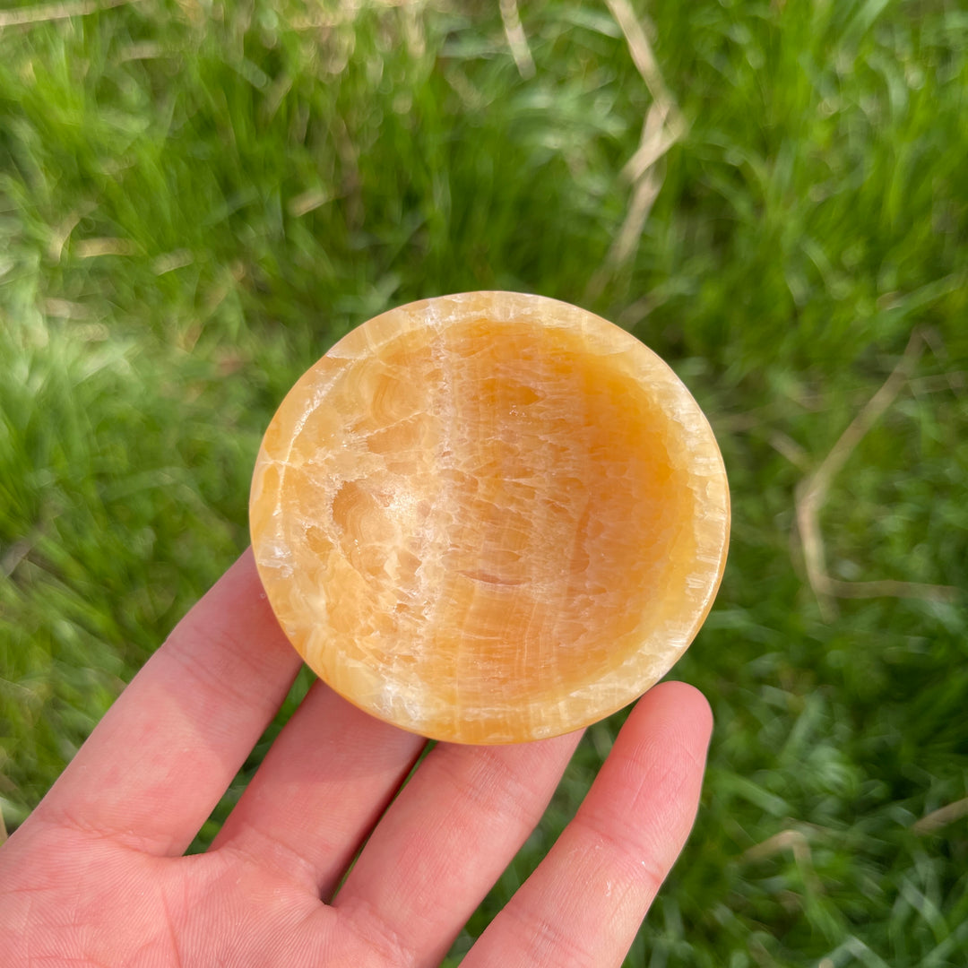 Natural Crystal Yellow Calcite Bowl