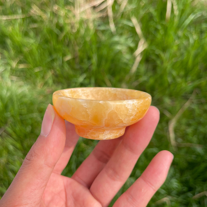 Natural Crystal Yellow Calcite Bowl