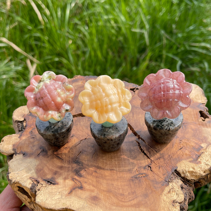 Natural Crystal Sunflower Carving