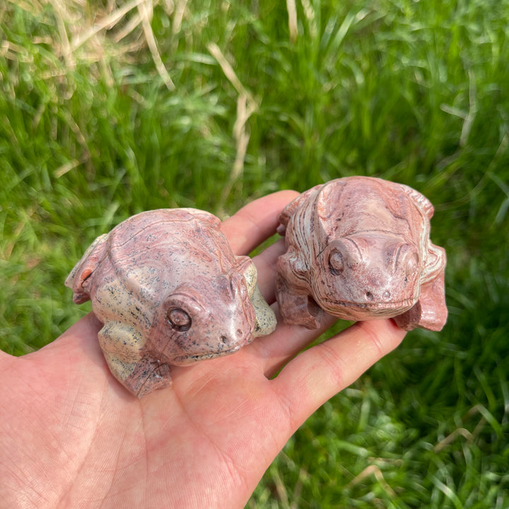 Natural Crystal Picture Jasper Carved Frog