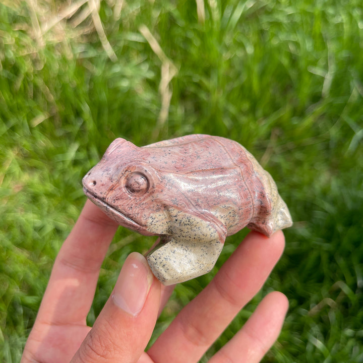 Natural Crystal Picture Jasper Carved Frog