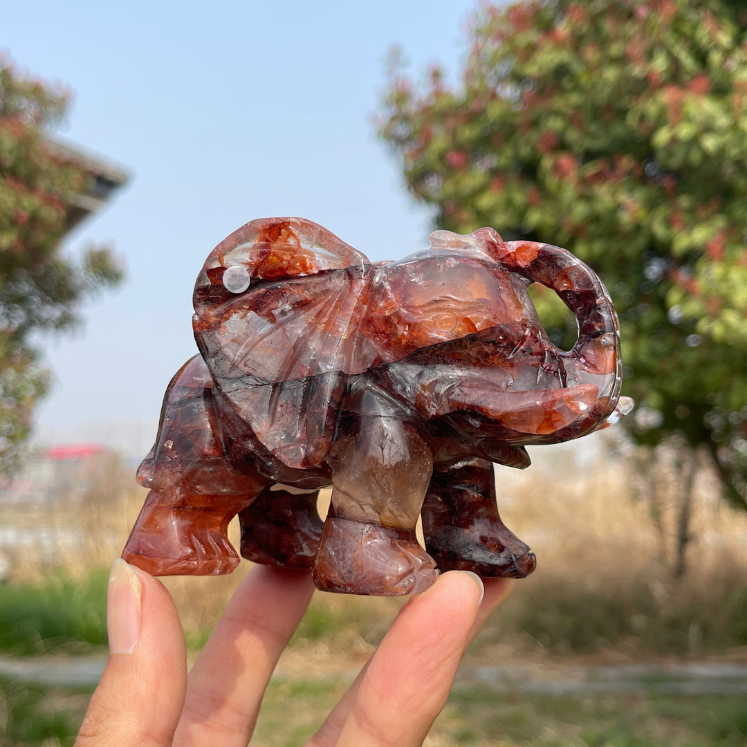 Unique,A Slightly Imperfect Natural Crystal Fire Quartz Elephant