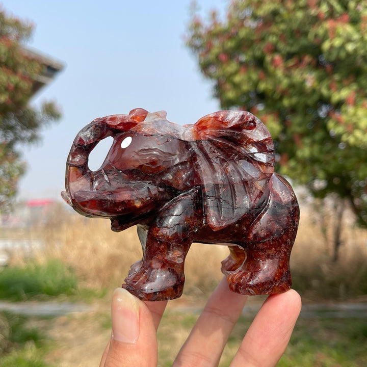 Unique,A Slightly Imperfect Natural Crystal Fire Quartz Elephant