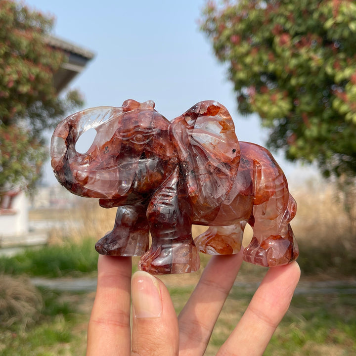 Unique,A Slightly Imperfect Natural Crystal Fire Quartz Elephant