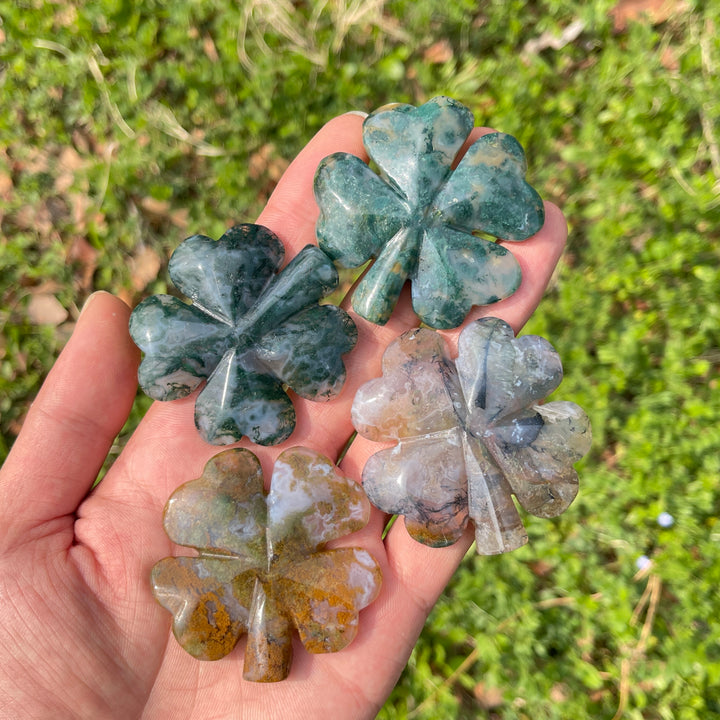 Moss Agate Four Leaves Clover