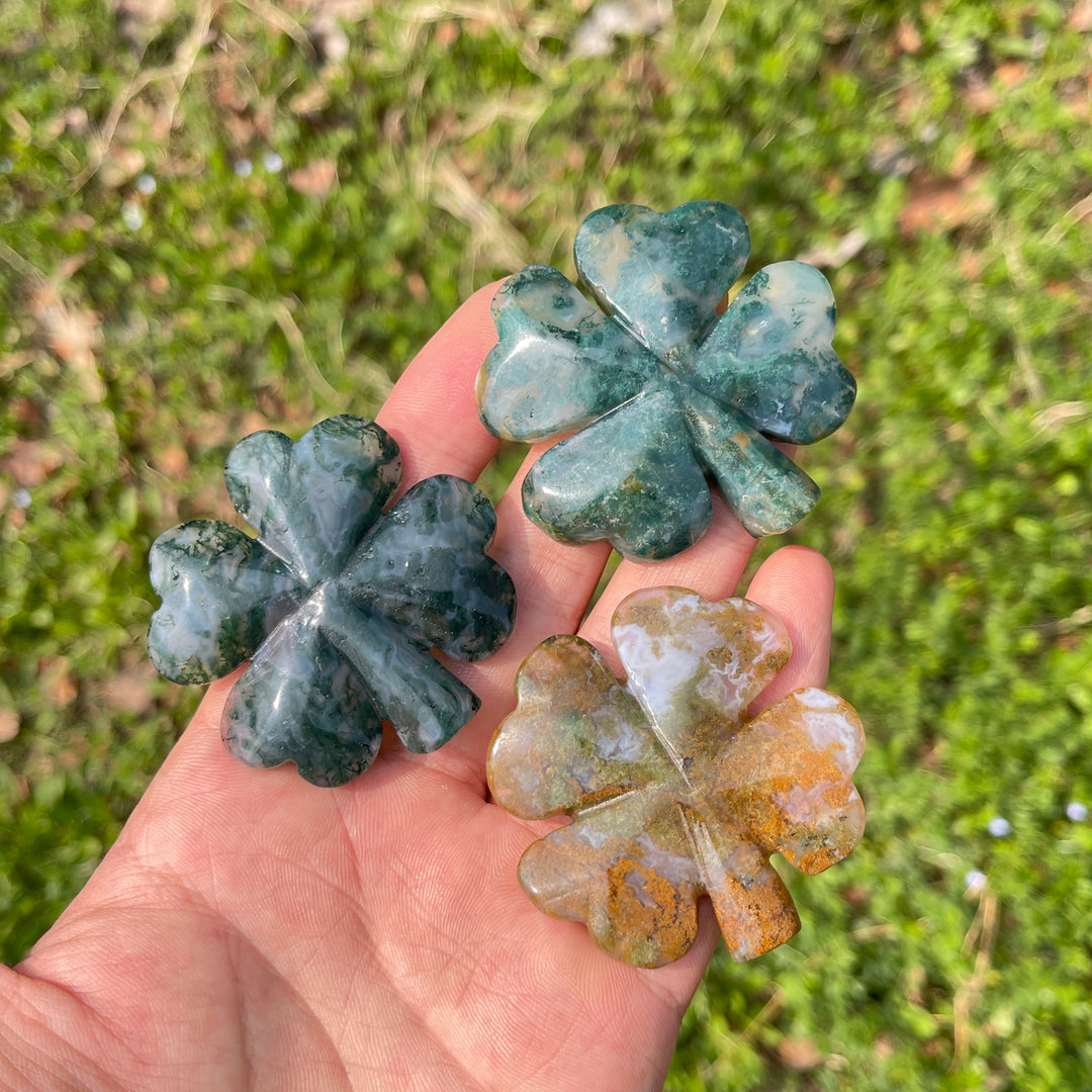 Moss Agate Four Leaves Clover