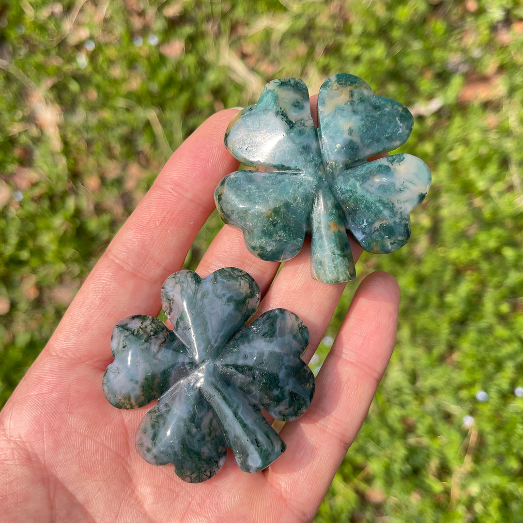 Moss Agate Four Leaves Clover