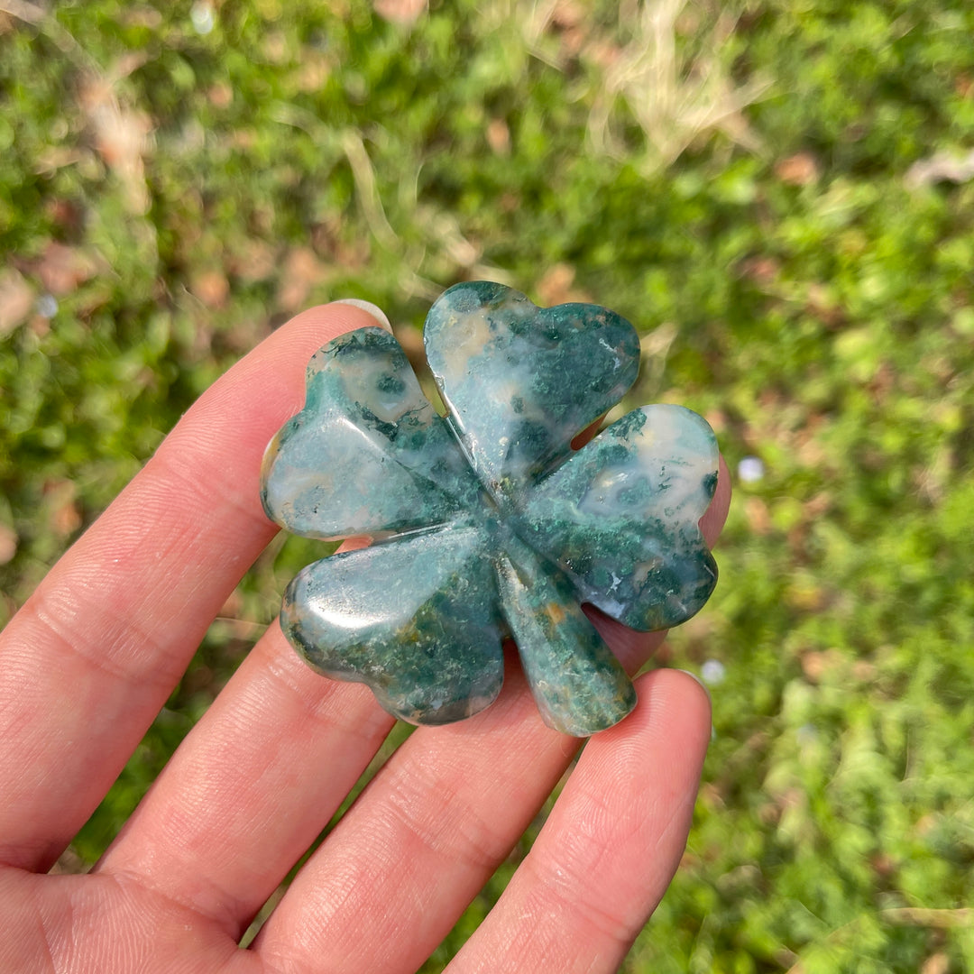 Moss Agate Four Leaves Clover