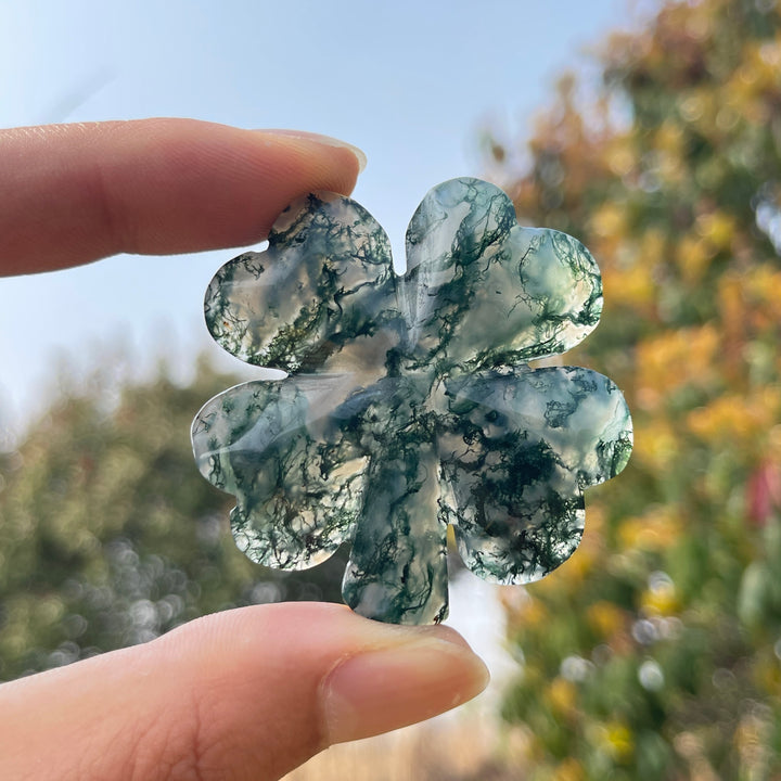 Moss Agate Four Leaves Clover