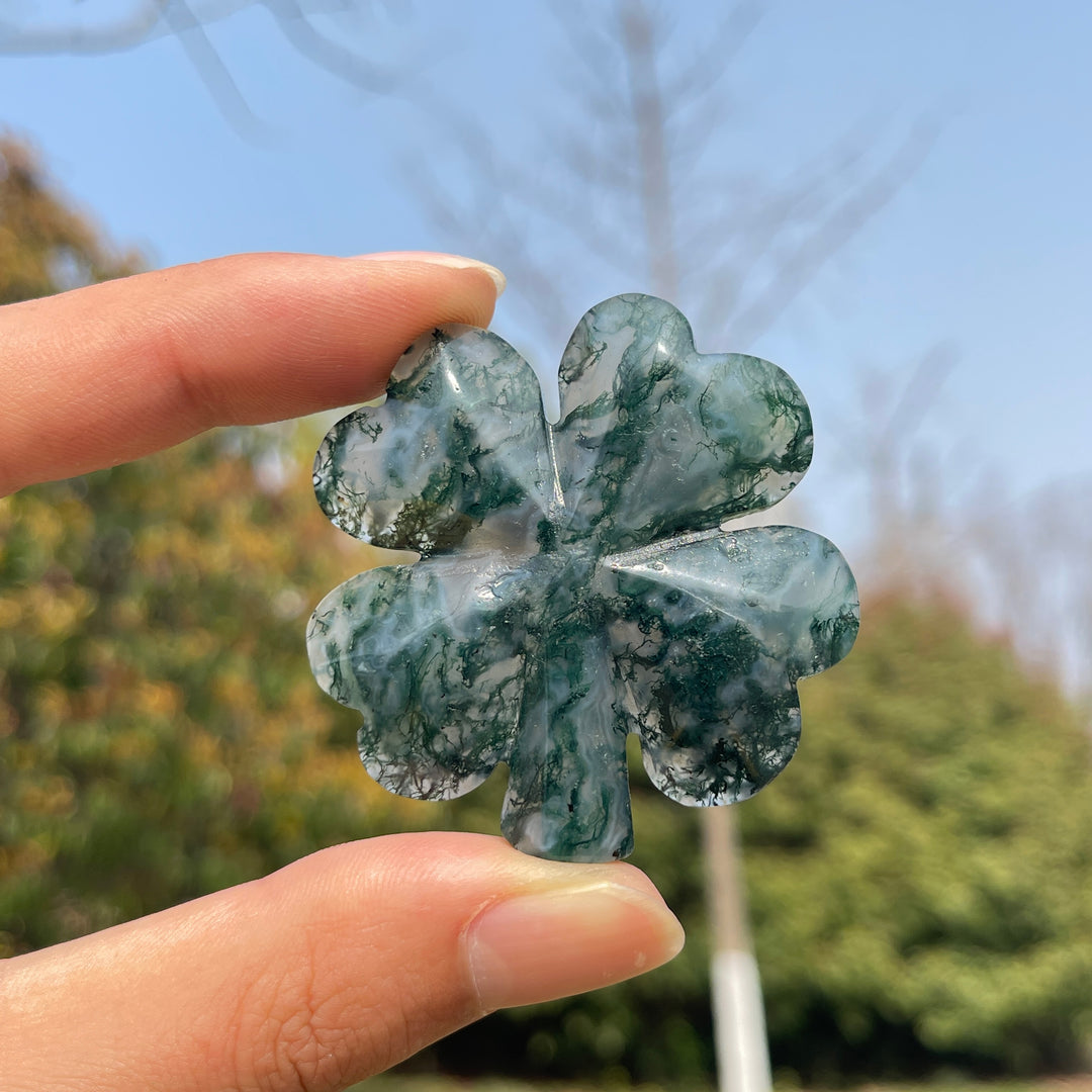 Moss Agate Four Leaves Clover