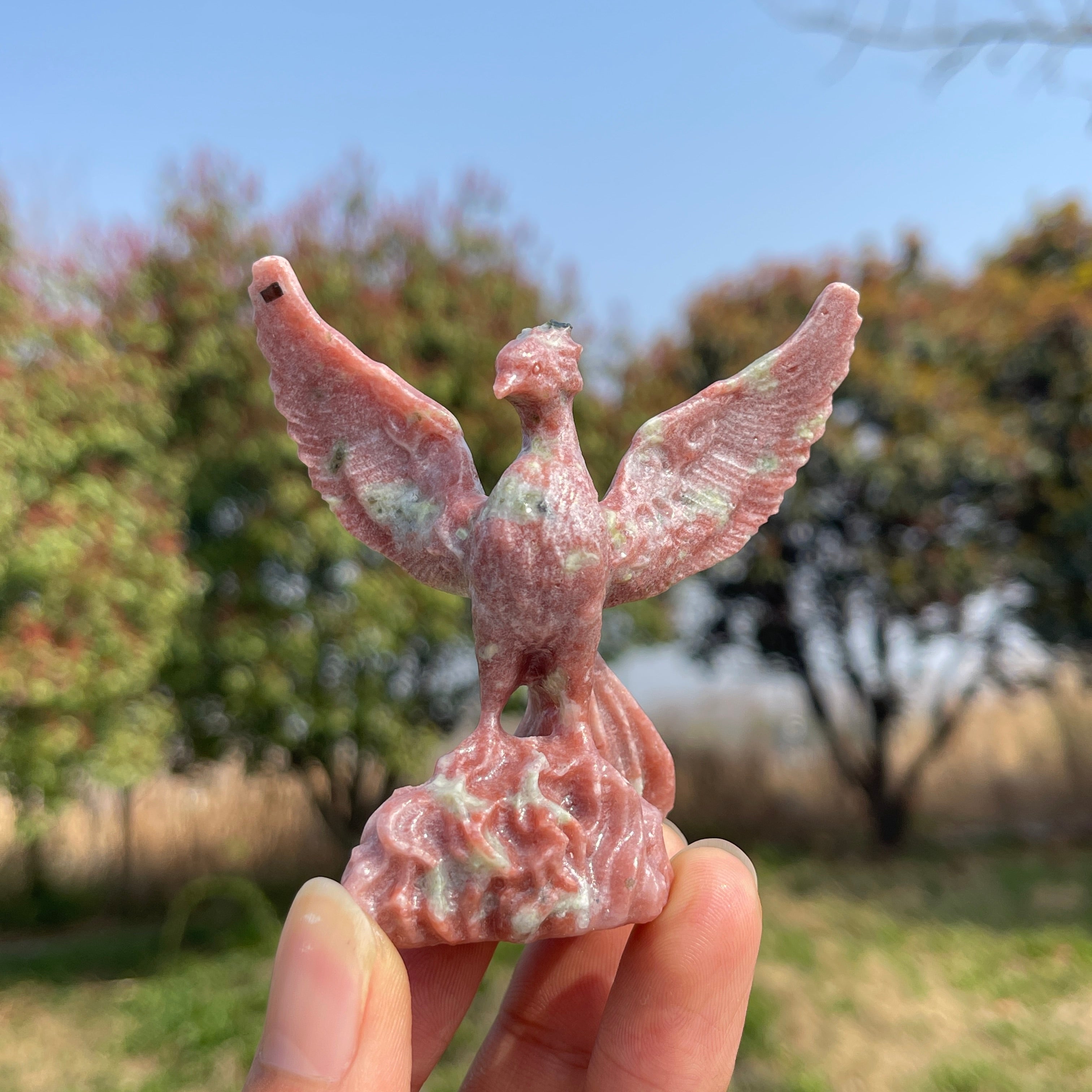 飛*鳥様 【希少】stone  feather weight lea Natural Crystal Carving Phoenix – KiKi Crystal