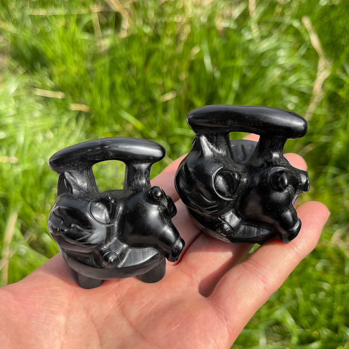 Natural Crystal Black Obsidian Bench Cat
